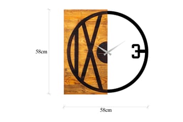 Wooden Clock 24 - Svart/Valnöt - Inredning - Väggdekor - Väggklocka & väggur