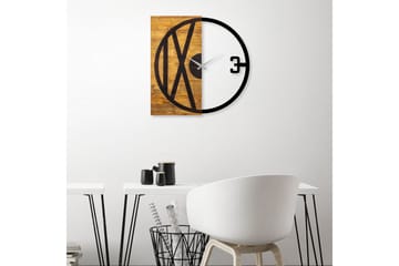 Wooden Clock 24 - Svart/Valnöt - Inredning - Väggdekor - Väggklocka & väggur