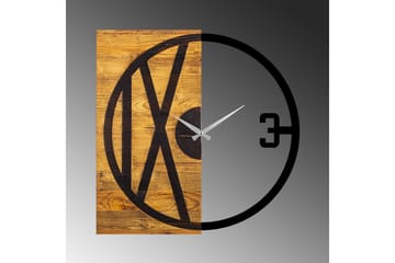 Wooden Clock 24 - Svart/Valnöt - Inredning - Väggdekor - Väggklocka & väggur