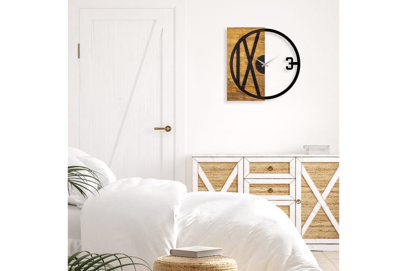 Wooden Clock 24 - Svart/Valnöt - Inredning - Väggdekor - Väggklocka & väggur