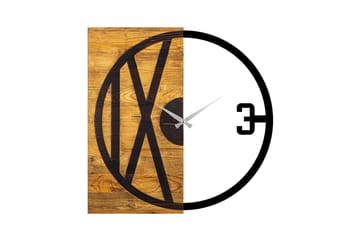 Wooden Clock 24 - Svart/Valnöt - Inredning - Väggdekor - Väggklocka & väggur