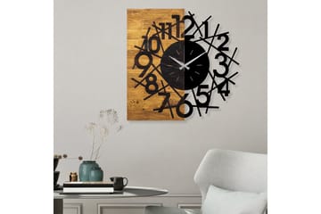 Wooden Clock 26 - Svart/Valnöt - Inredning - Väggdekor - Väggklocka & väggur