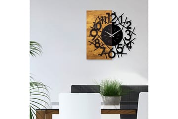 Wooden Clock 26 - Svart/Valnöt - Inredning - Väggdekor - Väggklocka & väggur