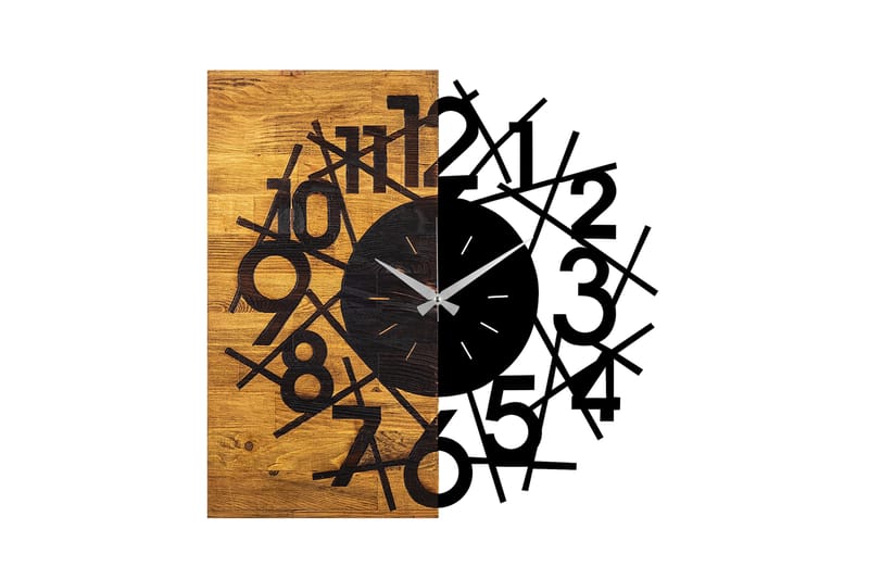 Wooden Clock 26, Svart/Valnöt