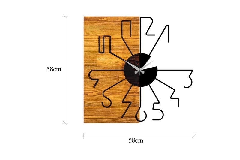 Wooden Clock 29 - Svart/Valnöt - Inredning - Väggdekor - Väggklocka & väggur