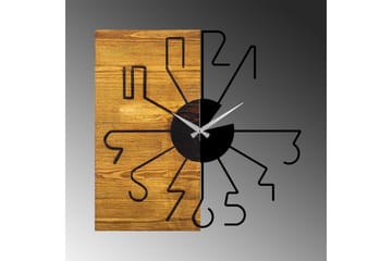 Wooden Clock 29 - Svart/Valnöt - Inredning - Väggdekor - Väggklocka & väggur