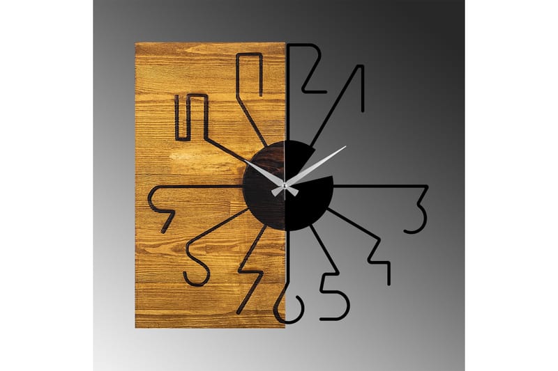 Wooden Clock 29 - Svart/Valnöt - Inredning - Väggdekor - Väggklocka & väggur