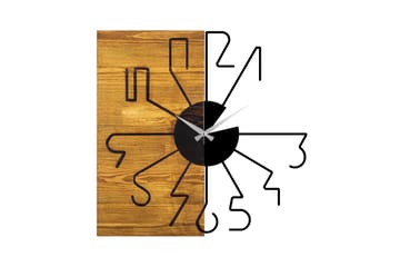 Wooden Clock 29 - Svart/Valnöt - Inredning - Väggdekor - Väggklocka & väggur