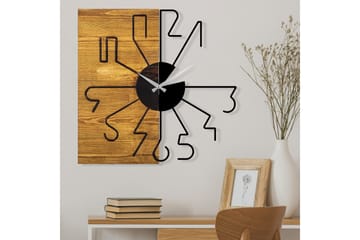 Wooden Clock 29 - Svart/Valnöt - Inredning - Väggdekor - Väggklocka & väggur