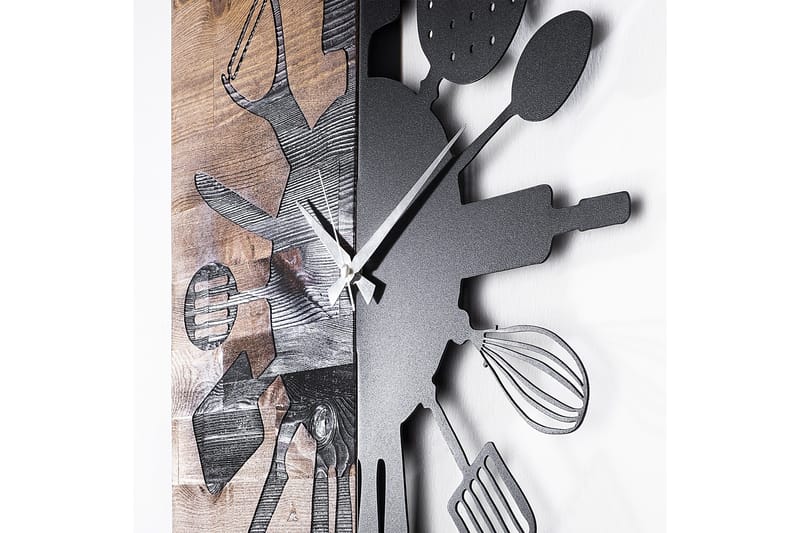 Wooden Clock 32 - Svart/Valnöt - Inredning - Väggdekor - Väggklocka & väggur