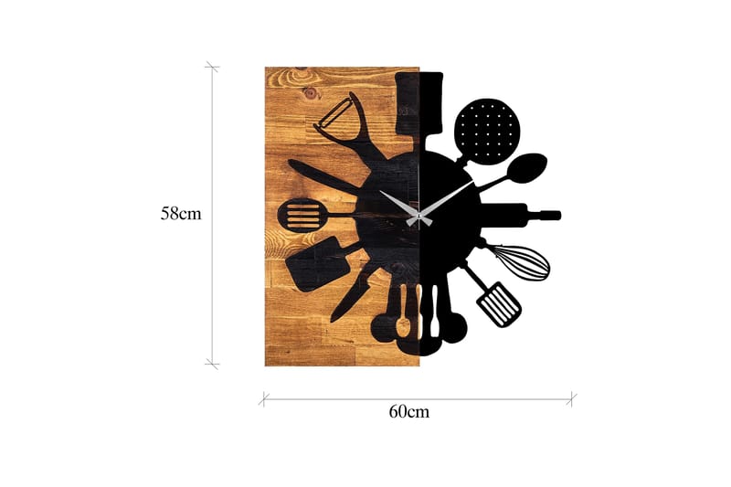 Wooden Clock 32 - Svart/Valnöt - Inredning - Väggdekor - Väggklocka & väggur