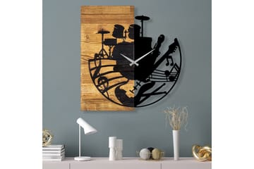 Wooden Clock 33 - Svart/Valnöt - Inredning - Väggdekor - Väggklocka & väggur