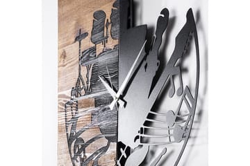 Wooden Clock 33 - Svart/Valnöt - Inredning - Väggdekor - Väggklocka & väggur