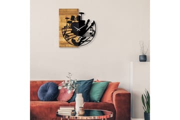 Wooden Clock 33 - Svart/Valnöt - Inredning - Väggdekor - Väggklocka & väggur