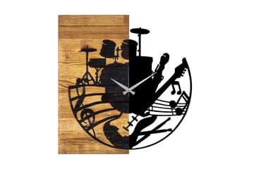 Wooden Clock 33 - Svart/Valnöt - Inredning - Väggdekor - Väggklocka & väggur