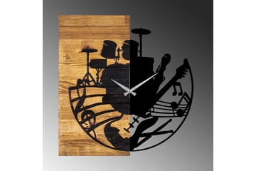 Wooden Clock 33 - Svart/Valnöt - Inredning - Väggdekor - Väggklocka & väggur