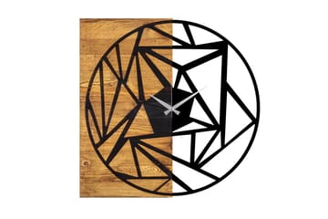 Wooden Clock 36 - Svart/Valnöt - Inredning - Väggdekor - Väggklocka & väggur