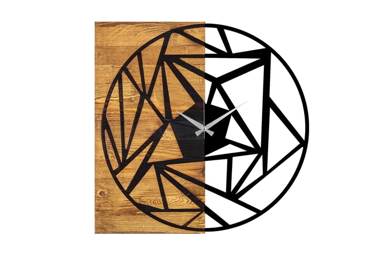 Wooden Clock 36, Svart/Valnöt