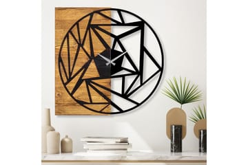 Wooden Clock 36 - Svart/Valnöt - Inredning - Väggdekor - Väggklocka & väggur