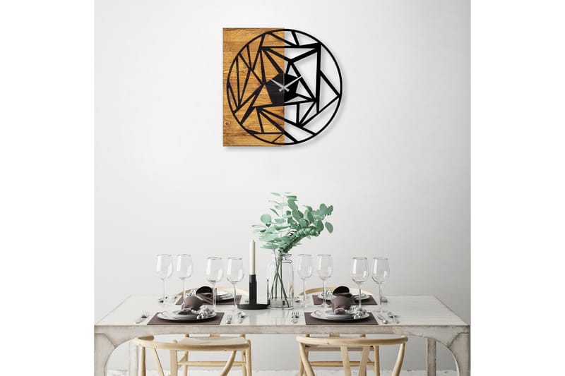 Wooden Clock 36 - Svart/Valnöt - Inredning - Väggdekor - Väggklocka & väggur