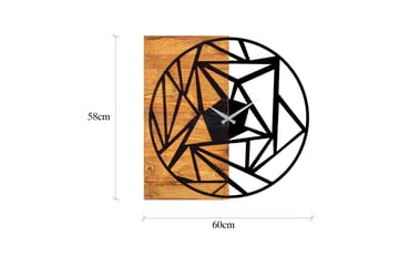 Wooden Clock 36 - Svart/Valnöt - Inredning - Väggdekor - Väggklocka & väggur