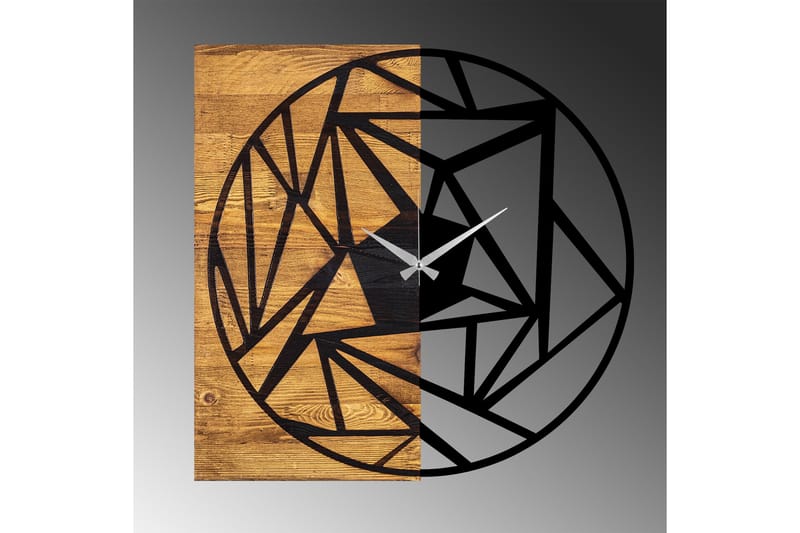 Wooden Clock 36 - Svart/Valnöt - Inredning - Väggdekor - Väggklocka & väggur