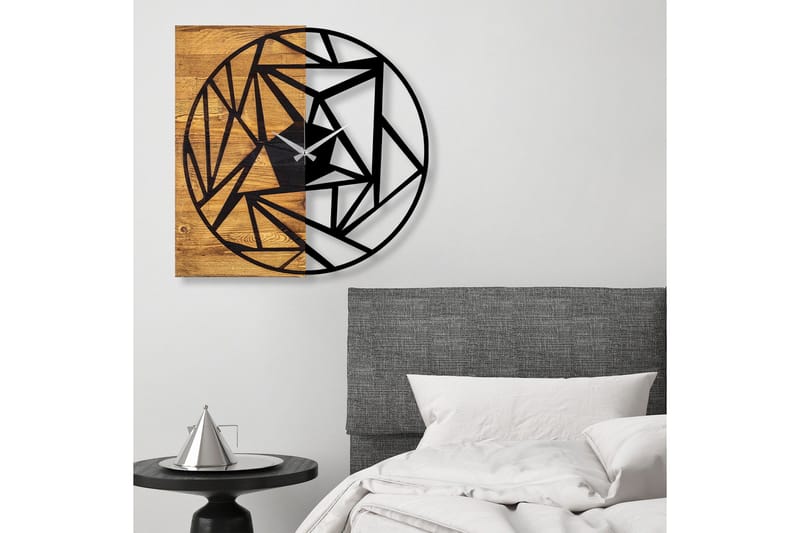 Wooden Clock 36 - Svart/Valnöt - Inredning - Väggdekor - Väggklocka & väggur
