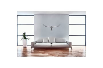 Väggdekoration Wohnling Tjur Handpolerad Aluminium Industriell Silver, 75 cm - Silver, 75 cm - Inredning - Väggdekor