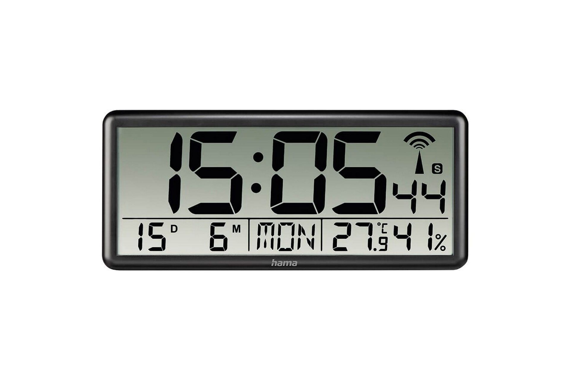 Väggklocka Hama Digital Jumbo med Radio Svart - Svart
