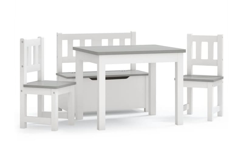 Barnbord och stolar 4 delar vit och grå MDF - Vit - Barnbord
