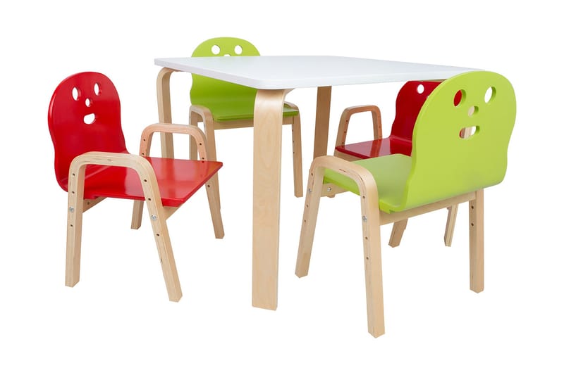 Barnbord Happy 2 Stollla Vit/Grön/Röd - Barnbord och stolar