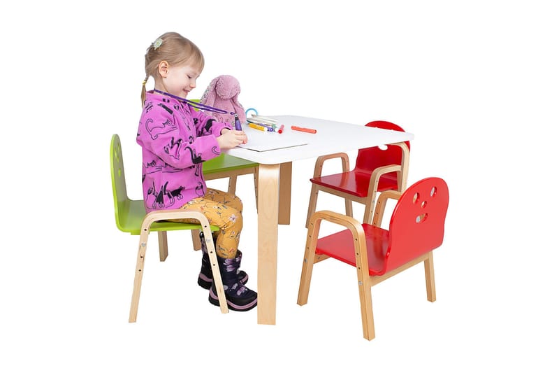 Barnbord Happy 2 Stollla Vit/Röd - Barnbord och stolar