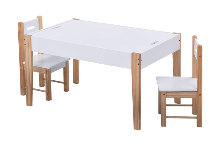 Matbord och stolar för barn 3 delar griffeltavla svart och v - Vit - Barnbord