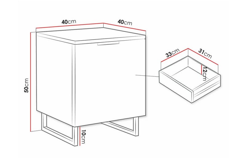 Barnsängbord Galbally 50 cm - Vit - Möbler - Barnmöbler - Barnbord - Sängbord barn & nattduksbord barn