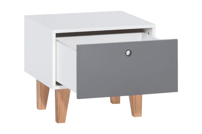 Sängbord Concept Vit/Natur - Vit/Mörkgrå/Trä/natur - Möbler - Barnmöbler - Barnbord - Sängbord barn & nattduksbord barn