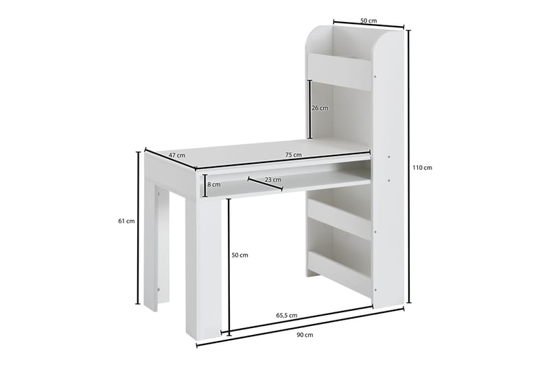 Barnskrivbord Rachid 90 cm Rektangulär - Vit - Möbler - Barnmöbler - Barnbord - Skrivbord barn
