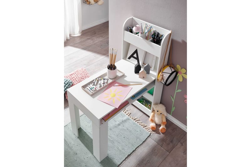 Barnskrivbord Rachid 90 cm Rektangulär - Vit - Möbler - Barnmöbler - Barnbord - Skrivbord barn