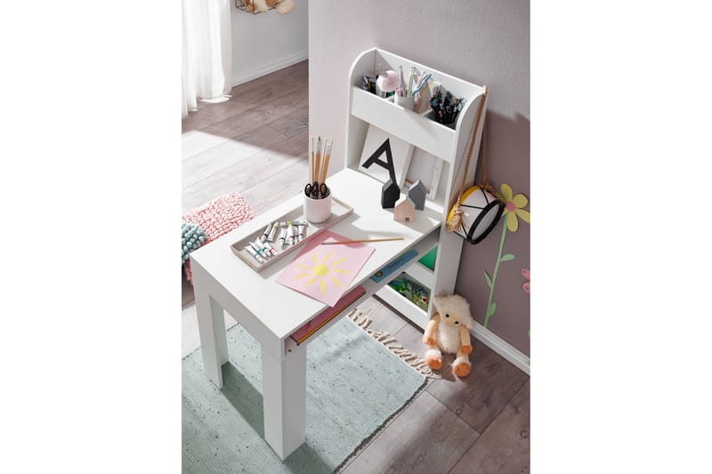 Barnskrivbord Rachid 90 cm Rektangulär - Vit - Skrivbord barn