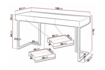 Barnskrivbord Rathmore 76 cm - Grå - Möbler - Barnmöbler - Barnbord - Skrivbord barn
