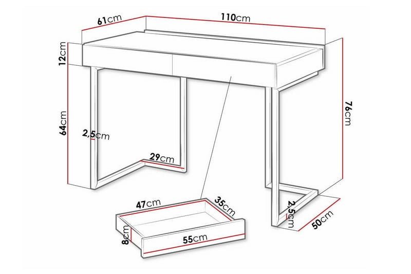 Barnskrivbord Rathmore 76 cm - Grå - Möbler - Barnmöbler - Barnbord - Skrivbord barn