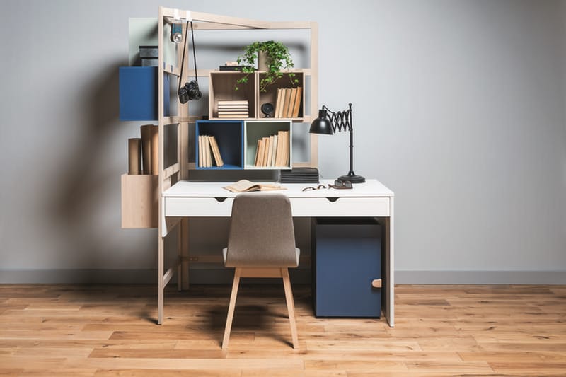 Skrivbord Stige 140 cm Vit/Trä/Natur - Vit/Trä/natur - Möbler - Barnmöbler - Barnbord - Skrivbord barn