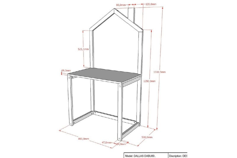 Skrivbord Dallas Antracit - Antracit - Möbler - Barnmöbler - Barnbord - Skrivbord barn