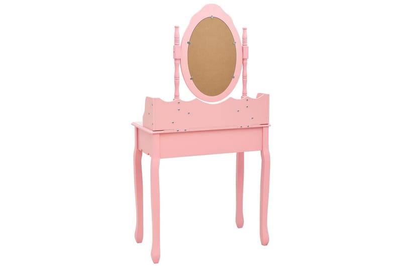 Sminkbord med pall rosa 75x69x140 cm paulowniaträ - Rosa - Sminkbord barn - Sminkbord & toalettbord