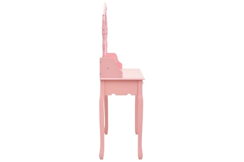 Sminkbord med pall rosa 75x69x140 cm paulowniaträ - Rosa - Sminkbord barn - Sminkbord & toalettbord