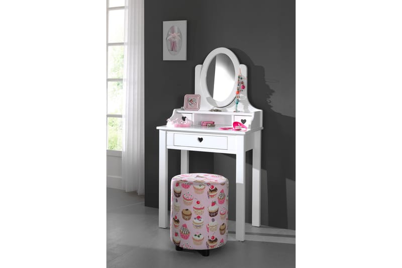 Sminkbord/Pigtittare Hokeby - Vit - Möbler - Barnmöbler - Barnbord