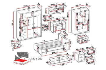 Rathmore Möbelset För Barnrum - Grå - Möbler - Barnmöbler - Barnmöbelset