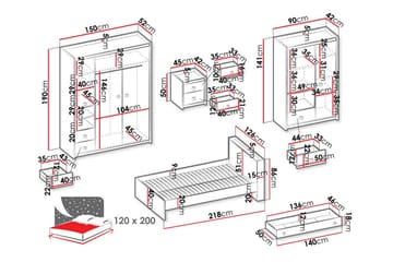 Rathmore Möbelset För Barnrum - Grå - Möbler - Barnmöbler - Barnmöbelset