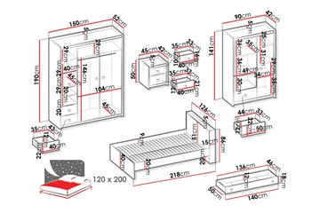 Rathmore Möbelset För Barnrum - Grå - Möbler - Barnmöbler - Barnmöbelset