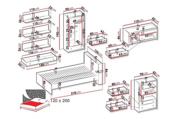 Rathmore Möbelset För Barnrum - Grå - Möbler - Barnmöbler - Barnmöbelset