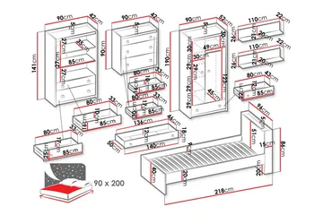 Rathmore Möbelset För Barnrum - Grå - Möbler - Barnmöbler - Barnmöbelset